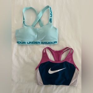 TWO SIZE SMALL SPORTS BRAD- Nike and Under Armour- Barely worn